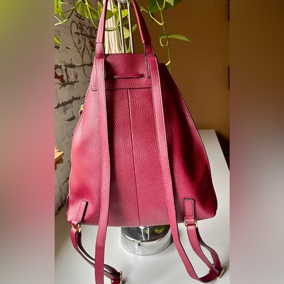 H by Halston Deep Red or Maroon Leather Backpack Gold Hardware main image 10